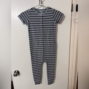 Rags to Raches Kids Gray and Black Striped Romper
